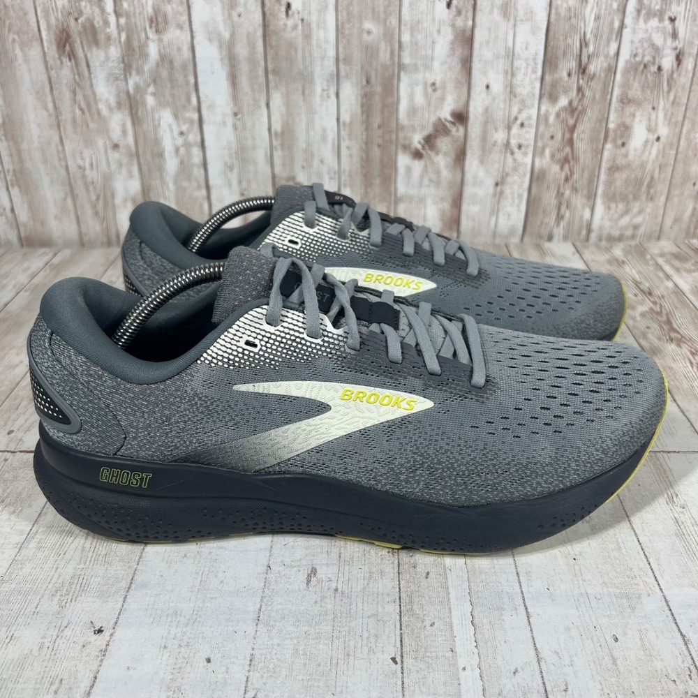 Brooks Ghost 16 Mens Running Shoes Grey Yellow 1104181D040 Size 11.5 Medium D